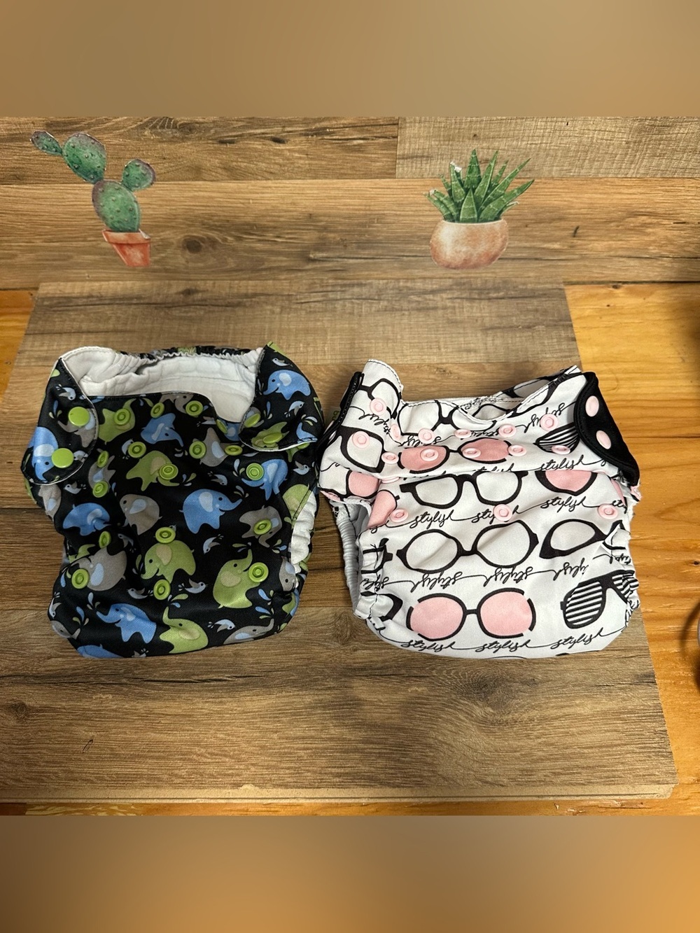 Cloth Diaper lot Bum Genius all in one Audrey and Swaddlebees elephant